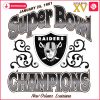 Las Vegas Raiders Super Bowl Champion New Orleans 1981 PNG