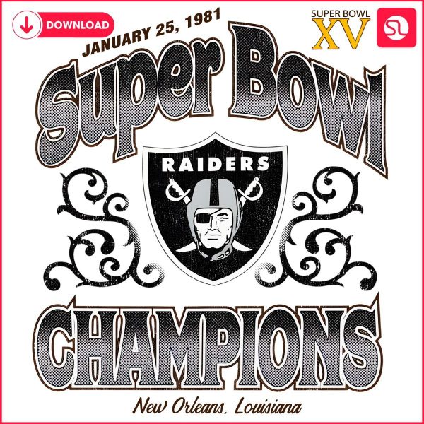 Las Vegas Raiders Super Bowl Champion New Orleans 1981 PNG