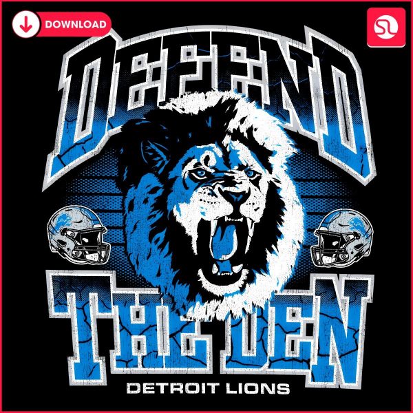 Retro Roar Defend the Den Detroit Lions Mascot SVGPNG