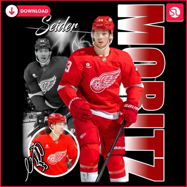 Moritz Seider NHL Star Detroit Red Wings PNG